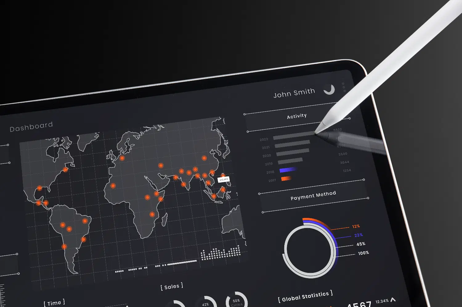 Hands holding smartphone displaying health app interface with charts and data